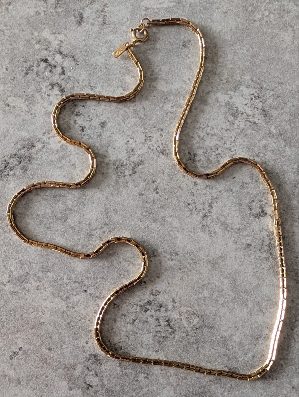 Vintage Monet Gold Tone Box Link Chain Necklace